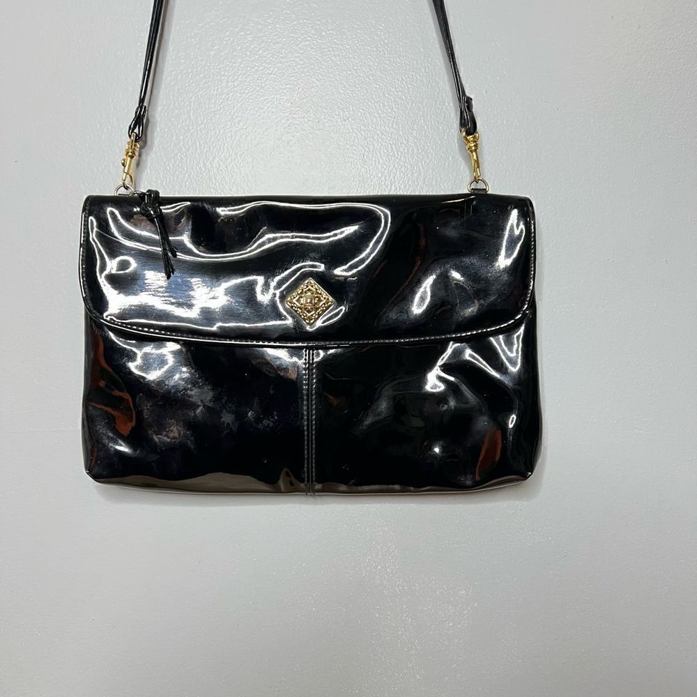 Amanda Smith, Vintage Patent Leather Crossbody Evening Bag Convertible Clutch